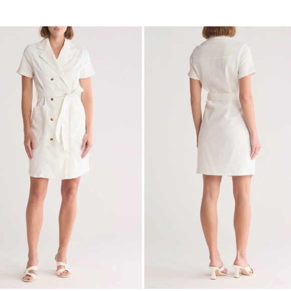 Nanette Lepore Dresses & Skirts - NWT Nanette Lepore Brilliant White Double Breasted Denim Shirtdress
